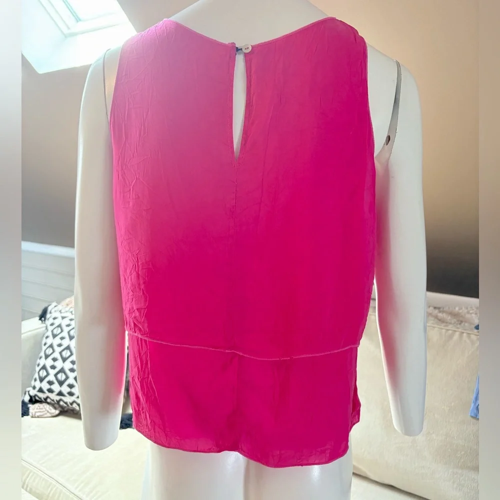 Johnny Was Pink Silk Sleeveless Blouse Two Teired Size Small